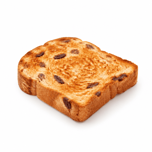Toast ou pain grillé brioché aux raisins secs