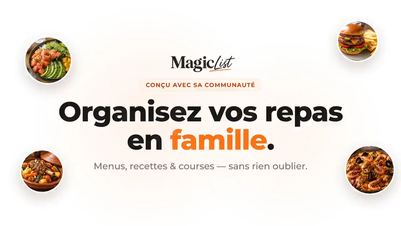 Plan de travail farmhouse en plein meal-prep, avec carnet de menus, légumes de saison et clémentine