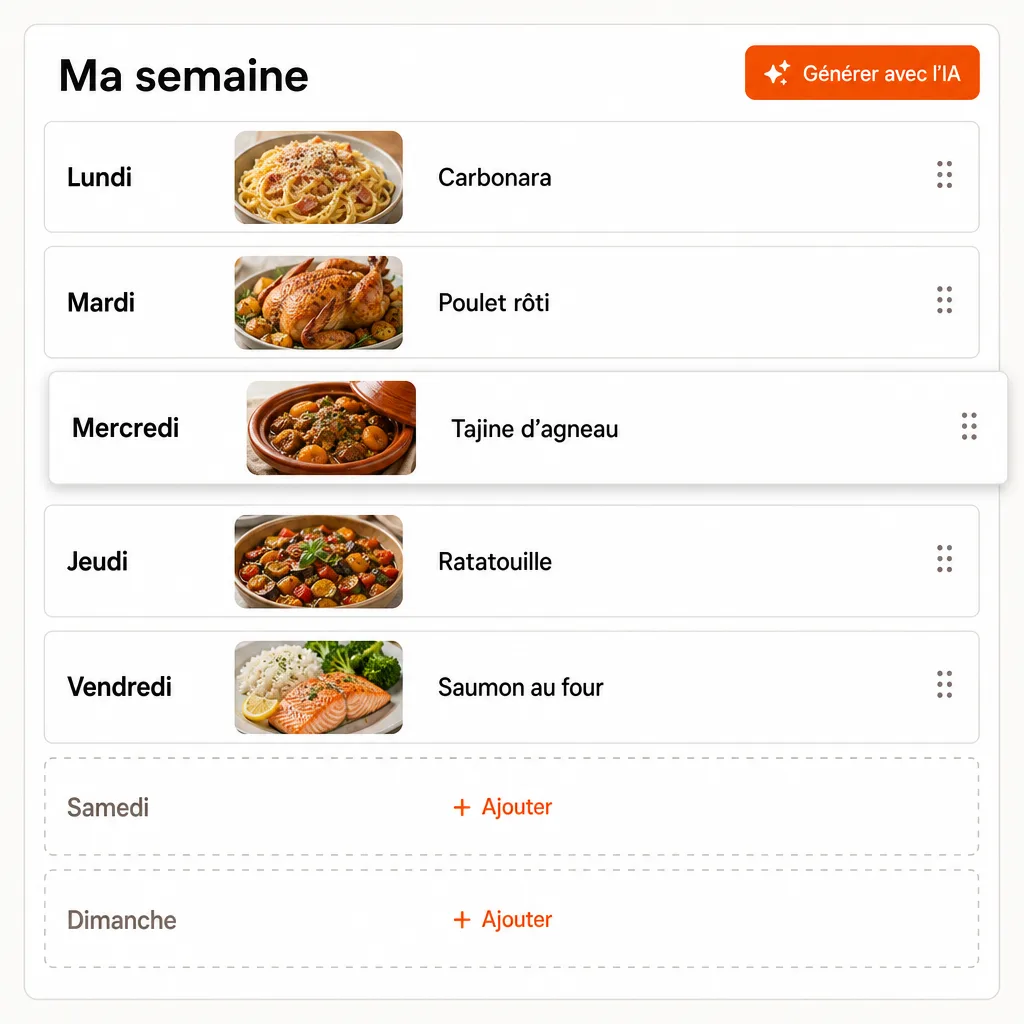 Composez votre semaine en un clic