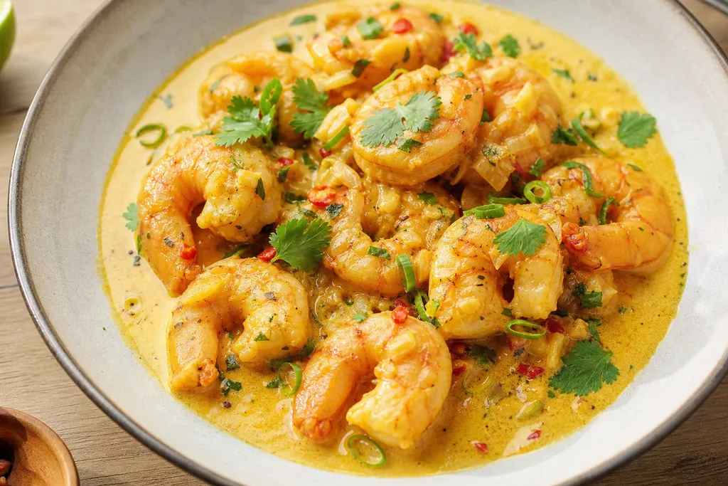 Crevettes à l'Ail et Lait de Coco