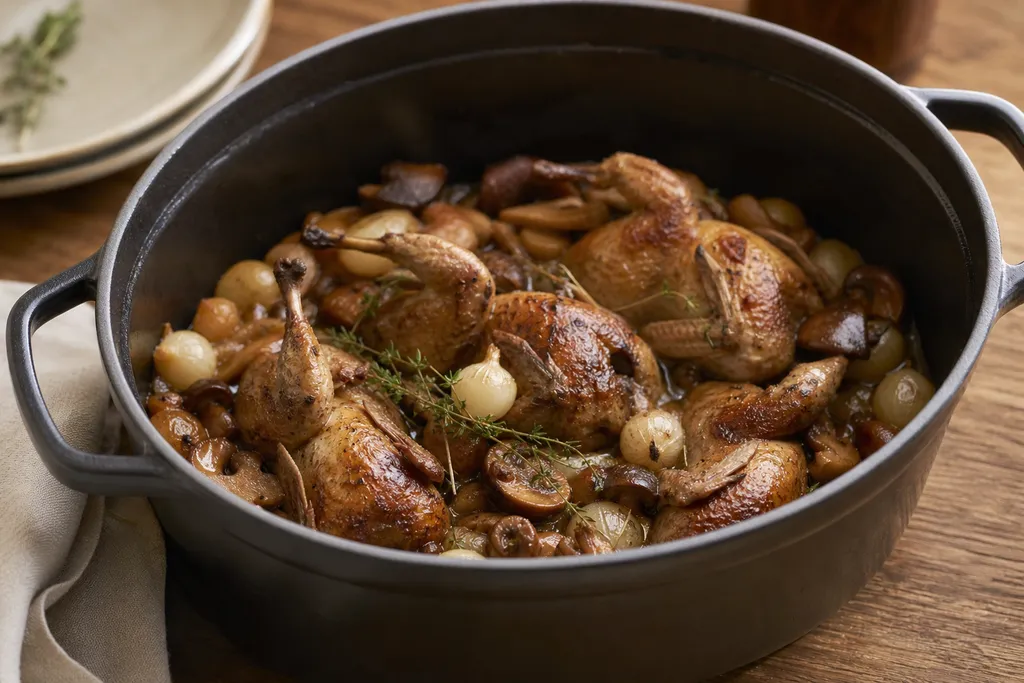 Caille en Cocotte en Fonte