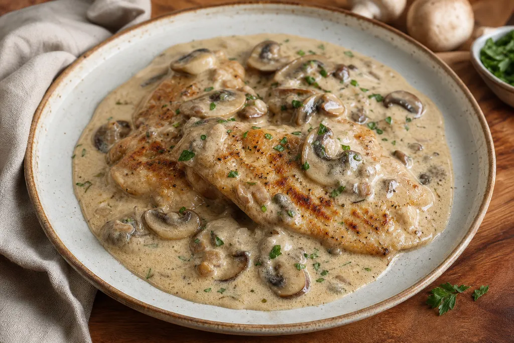 Escalope à la Crème de Champignons