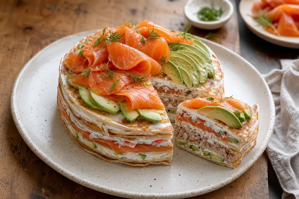 Gâteau de Crêpes Salées