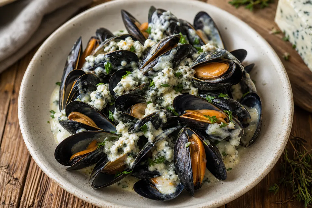 Moules au Roquefort