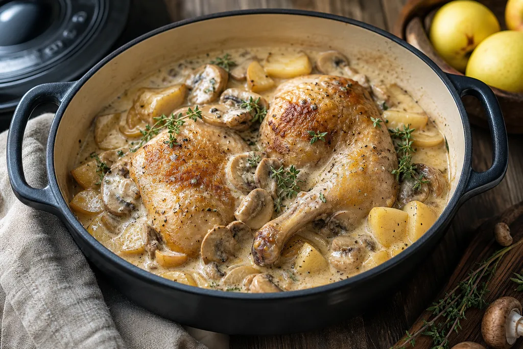 Pintade en Cocotte aux Champignons
