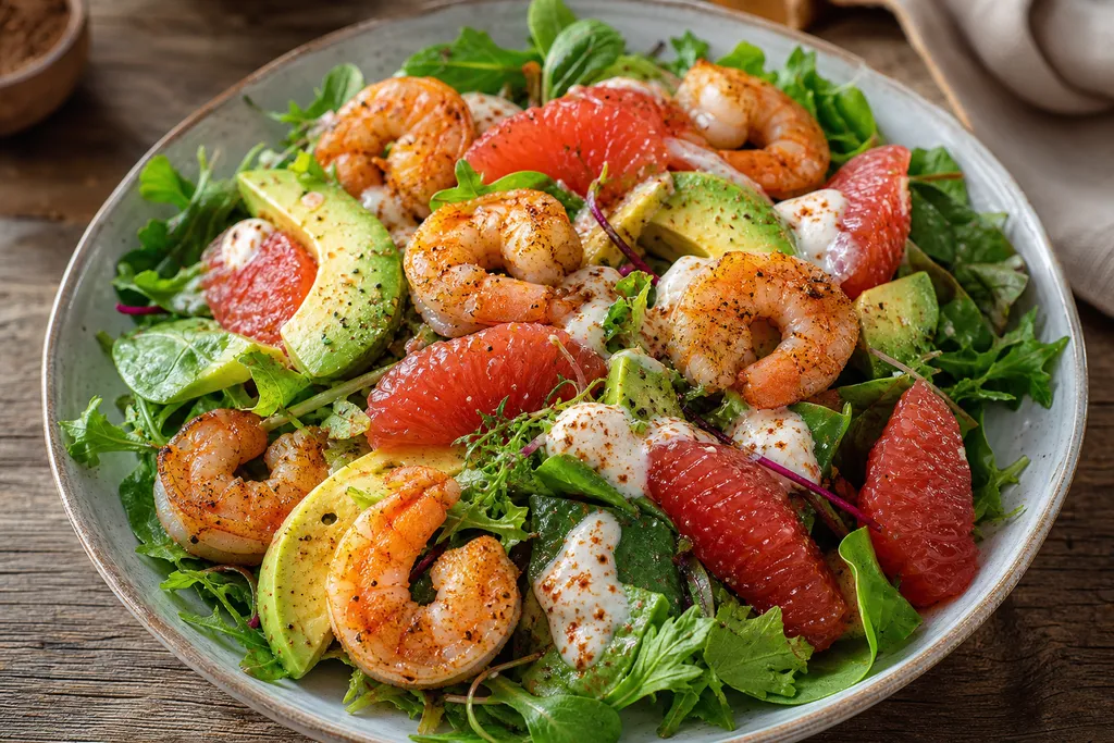 Salade Pamplemousse-Avocat-Crevettes